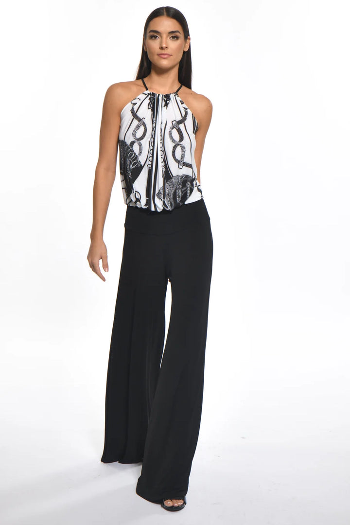 Walter Mixed Media Halter Wide Leg Jumpsuit