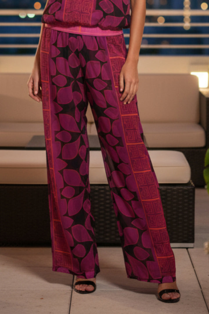 Liverpool Printed Wide Leg Chiffon Pants