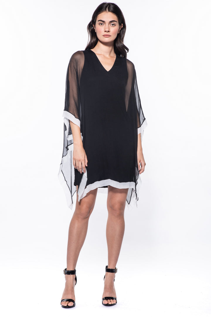 Penny Chiffon Border V Neck Mini Dress