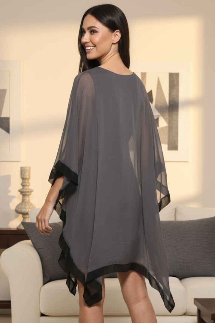 Penny Chiffon Border V Neck Mini Dress | Juliann Chang