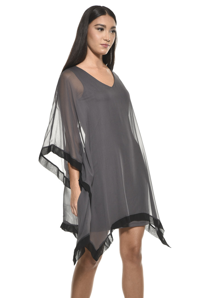 Penny Chiffon Border V Neck Mini Dress