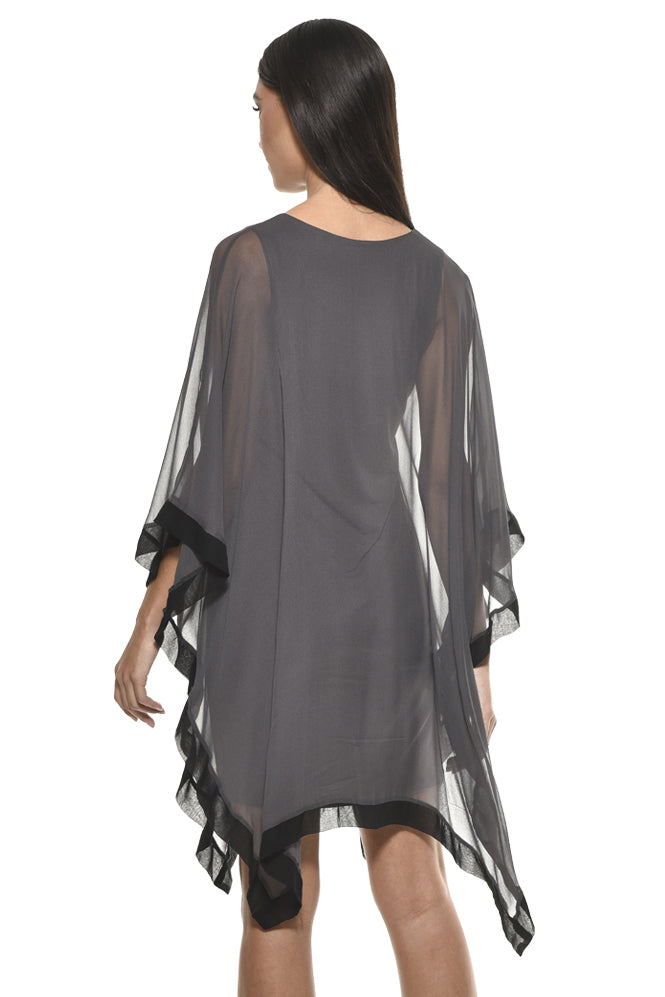 Penny Chiffon Border V Neck Mini Dress