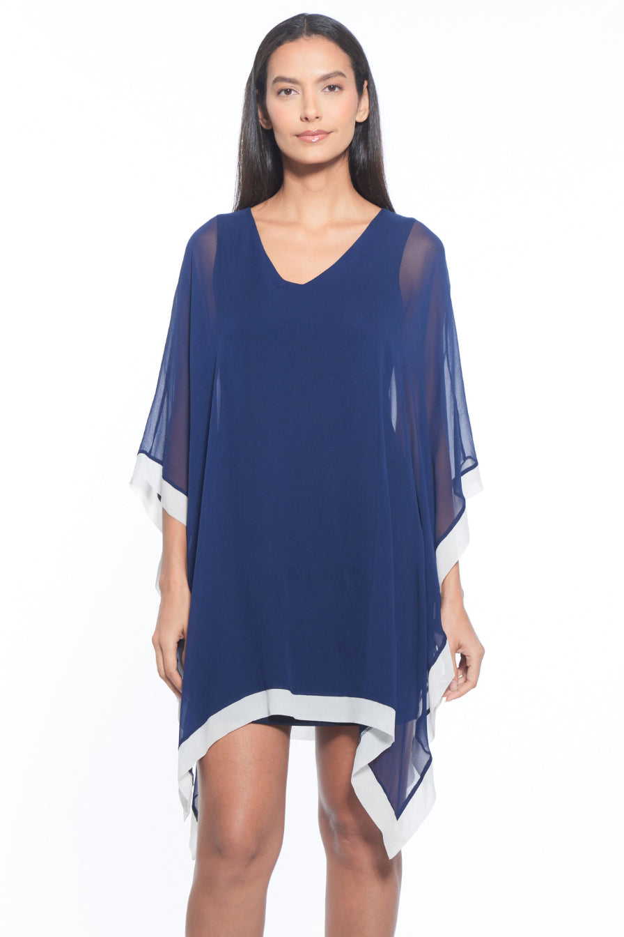 Penny Chiffon Border V Neck Mini Dress