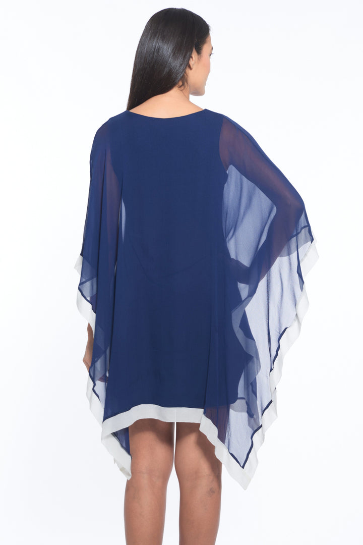 Penny Chiffon Border V Neck Mini Dress