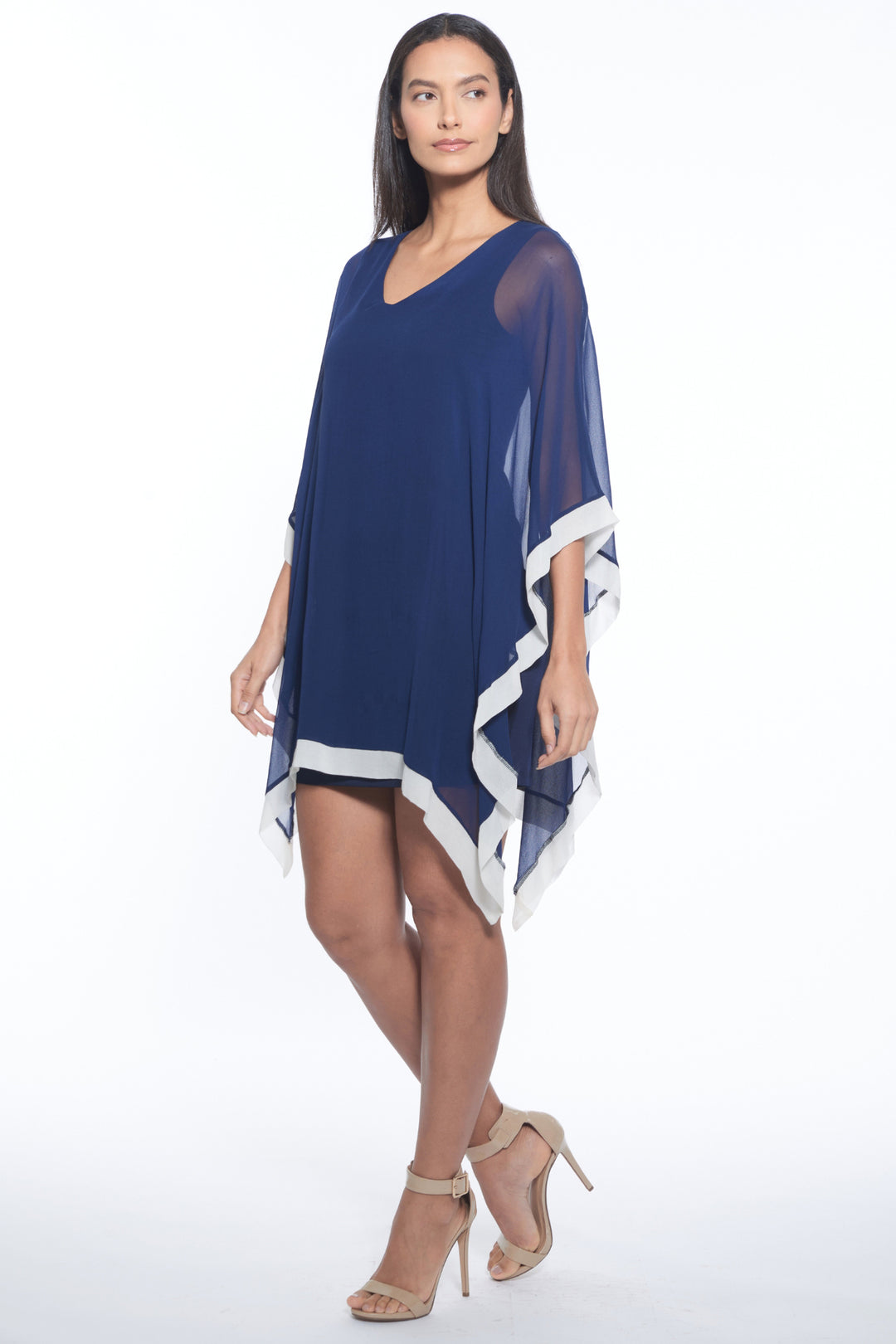 Penny Chiffon Border V Neck Mini Dress