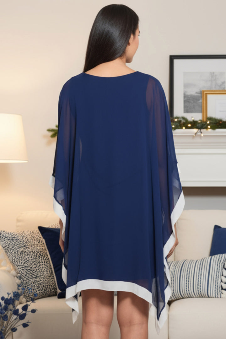 Penny Chiffon Border V Neck Mini Dress | Juliann Chang