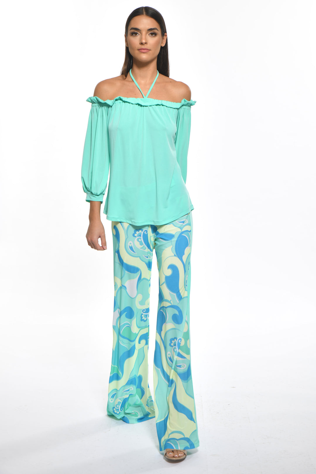 Nora Cool Wide Leg Print Pants