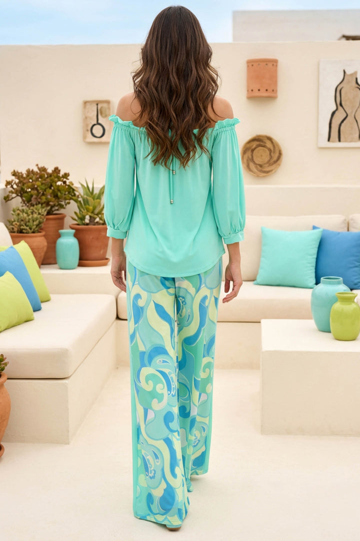 Back view of Nora Cool Pant showcasing fluid silhouette