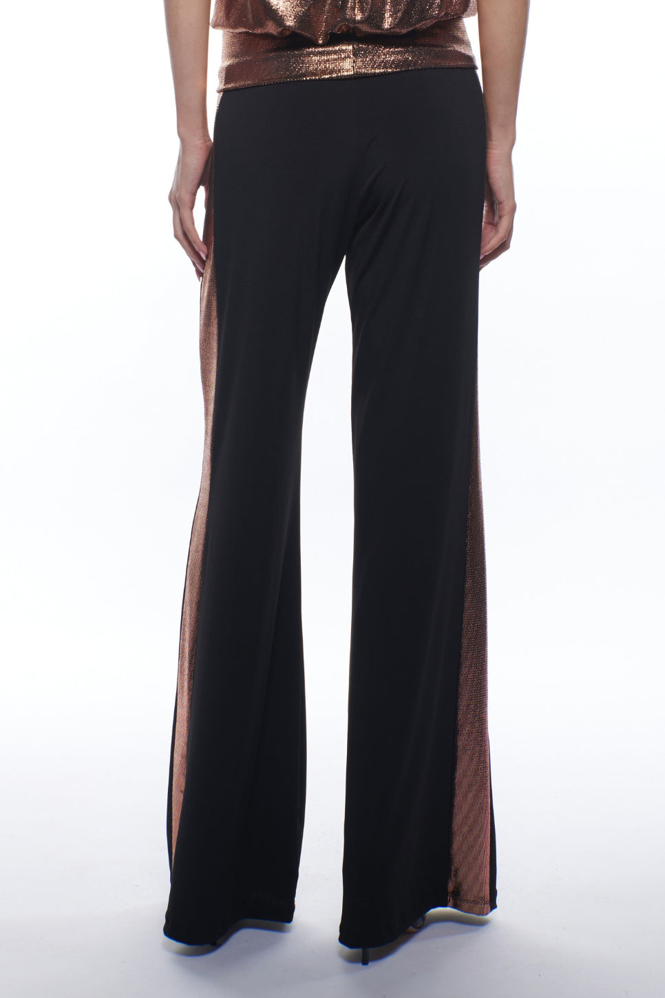 Nora Metallic Mixed Media Wide Leg Pants