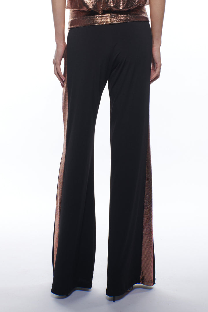 Nora Metallic Mixed Media Wide Leg Pants