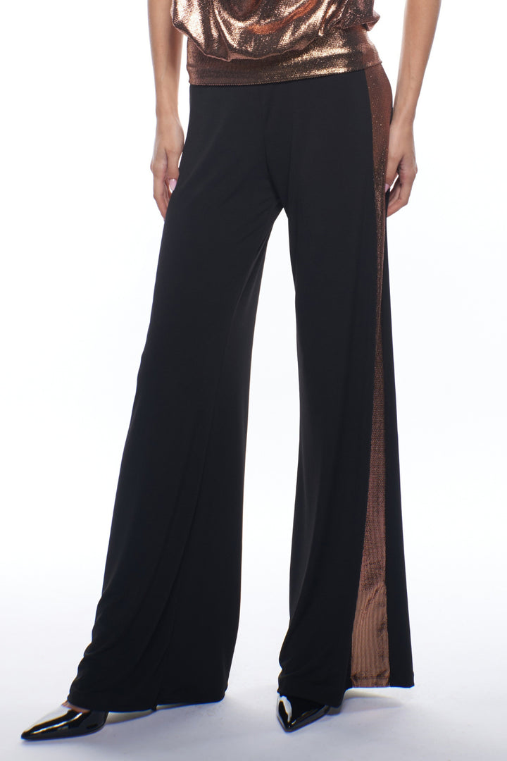 Nora Metallic Mixed Media Wide Leg Pants