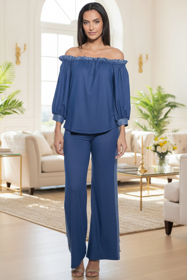 Nora High Waist Contrast Panel Wide Leg Pants | Julian Chang