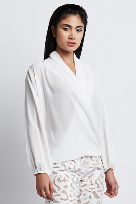 Ambrosia Georgette Crossover V-Neck Top