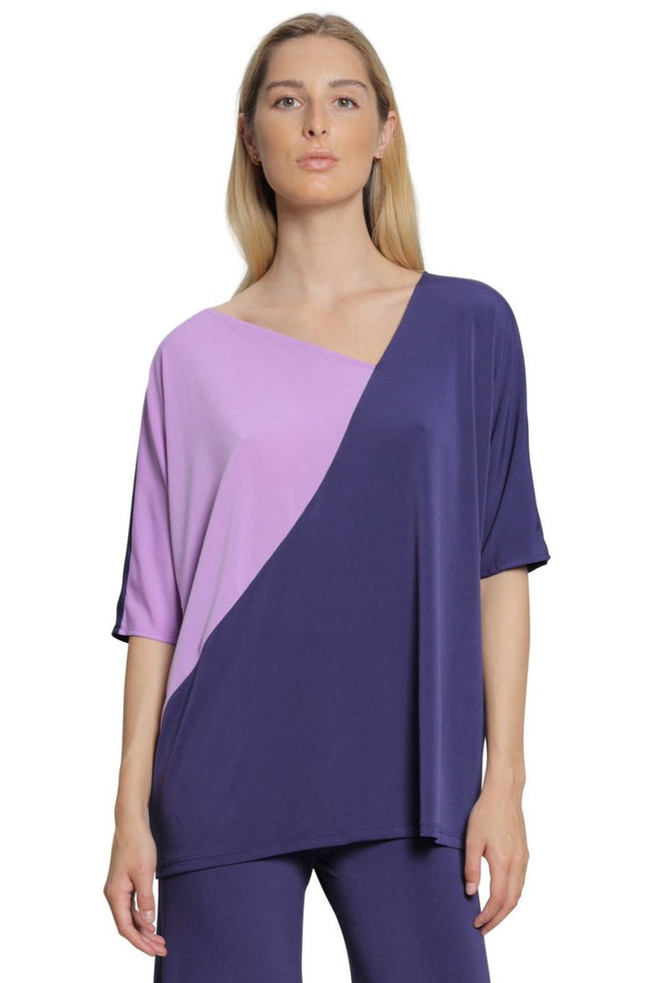 Rebe Two Tone Relaxed V Neck Top