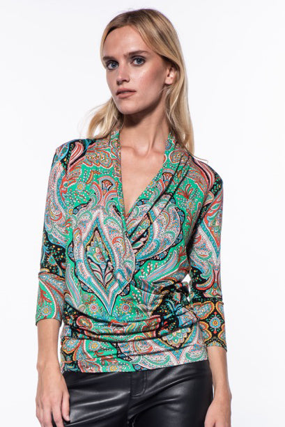 Anat Luxury Print Surplice Top