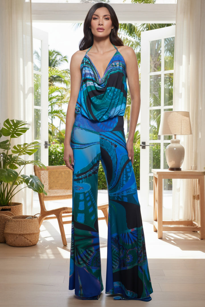 Lola Halter Wide Leg Jumpsuit - Julian Chang - Aquatic