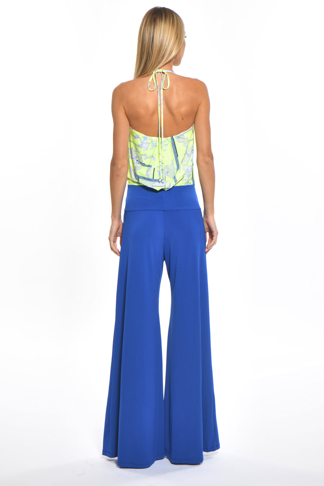 Lola Halter Mixed Wide Leg Jumpsuit