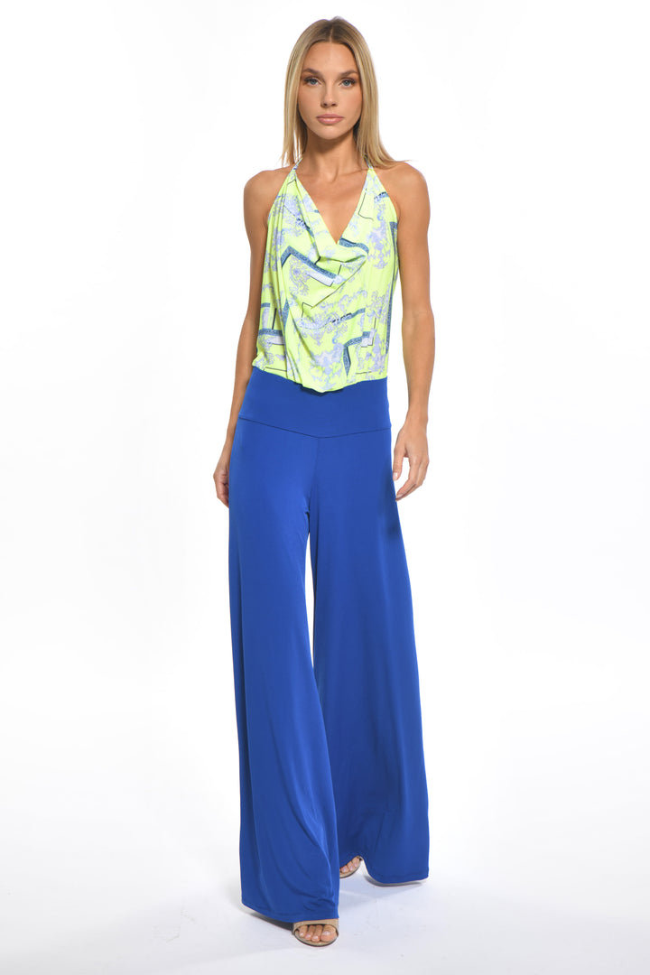 Lola Halter Mixed Wide Leg Jumpsuit