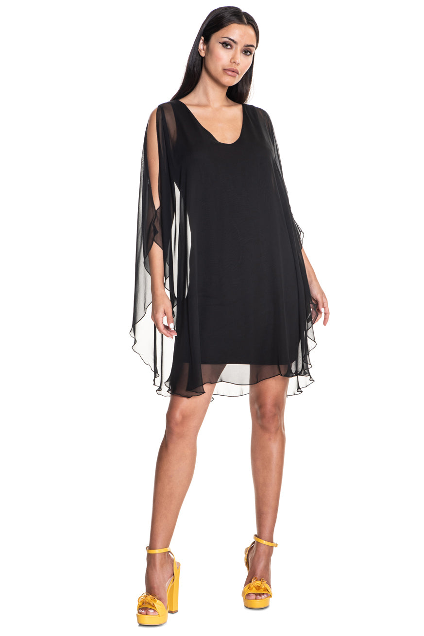 Avatar Draped Chiffon Shift Mini Dress