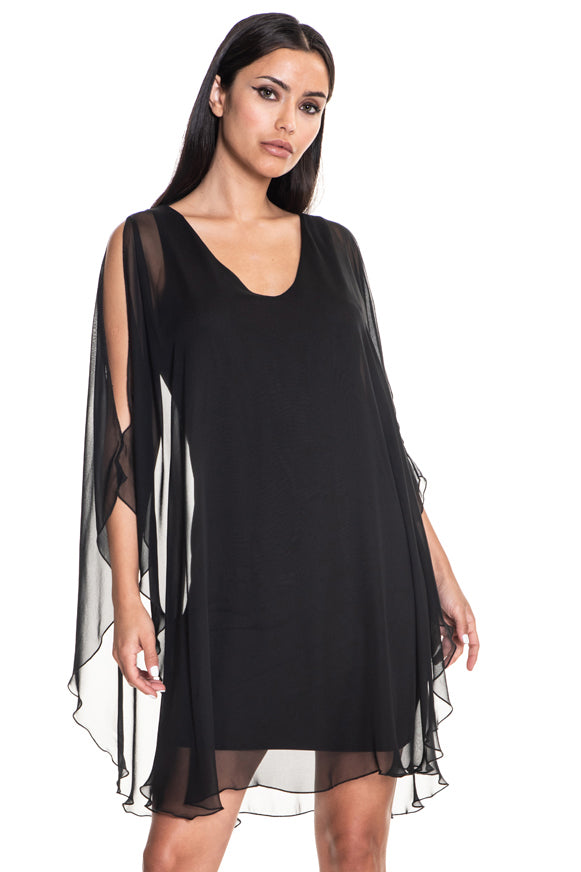 Avatar Draped Chiffon Shift Mini Dress