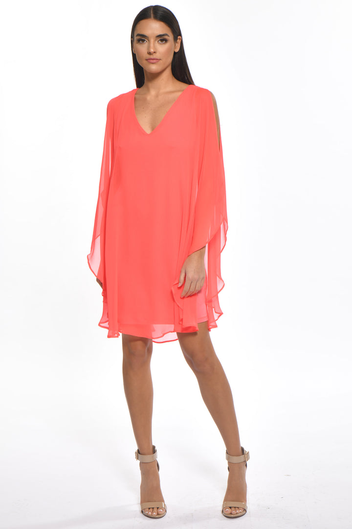 Avatar Draped Chiffon Shift Mini Dress
