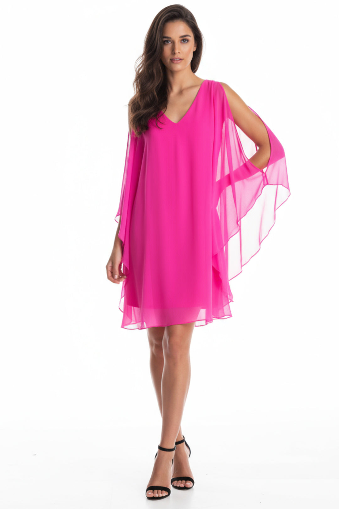 Avatar Draped Chiffon Shift Mini Dress
