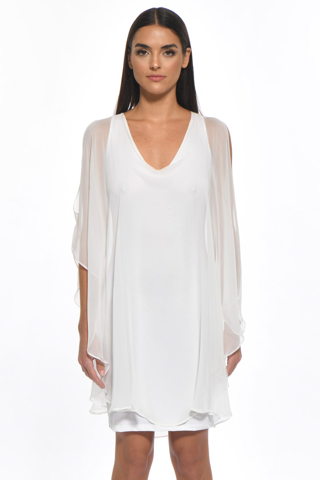 Avatar Draped Chiffon Shift Mini Dress