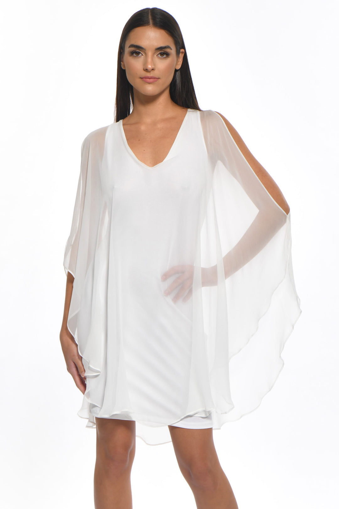 Avatar Draped Chiffon Shift Mini Dress