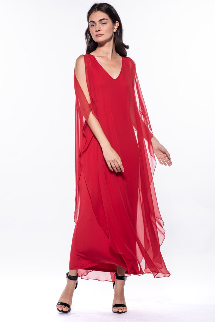 Avatar Draped Chiffon Shift Maxi Dress