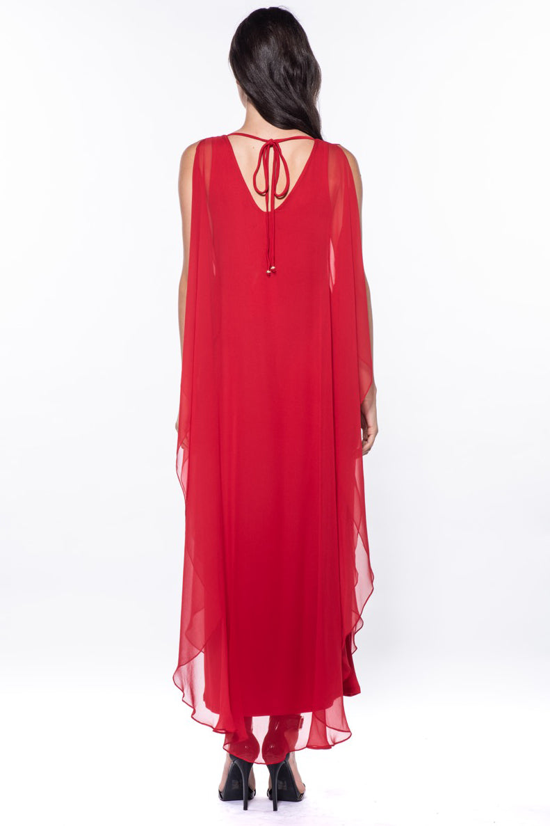 Avatar Draped Chiffon Shift Maxi Dress