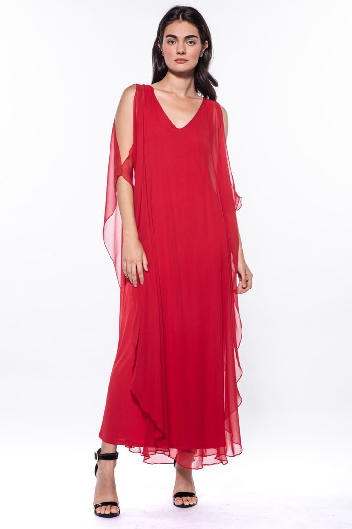 Avatar Draped Chiffon Shift Maxi Dress