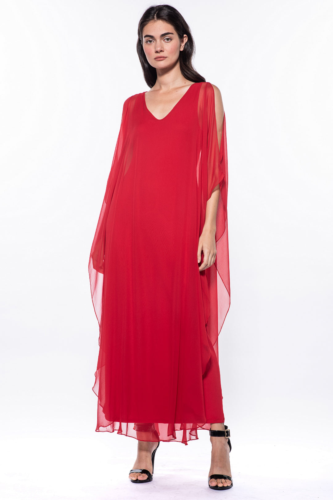 Avatar Draped Chiffon Shift Maxi Dress