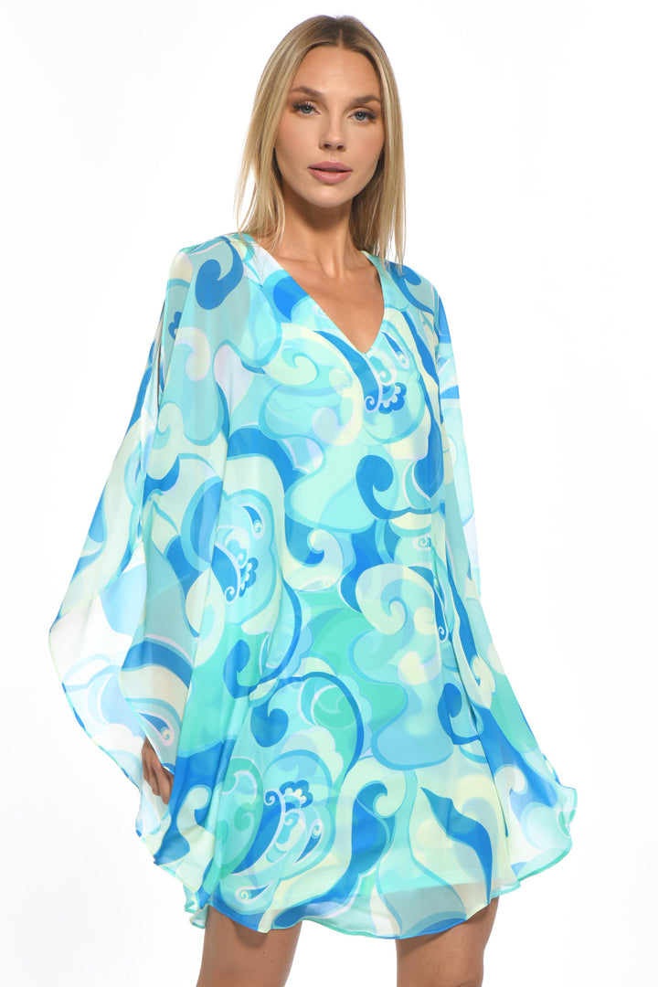 Avatar Draped Chiffon Print Mini Dress