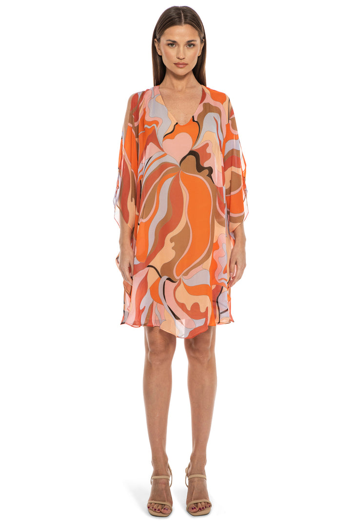 Avatar Draped Chiffon Print Mini Dress