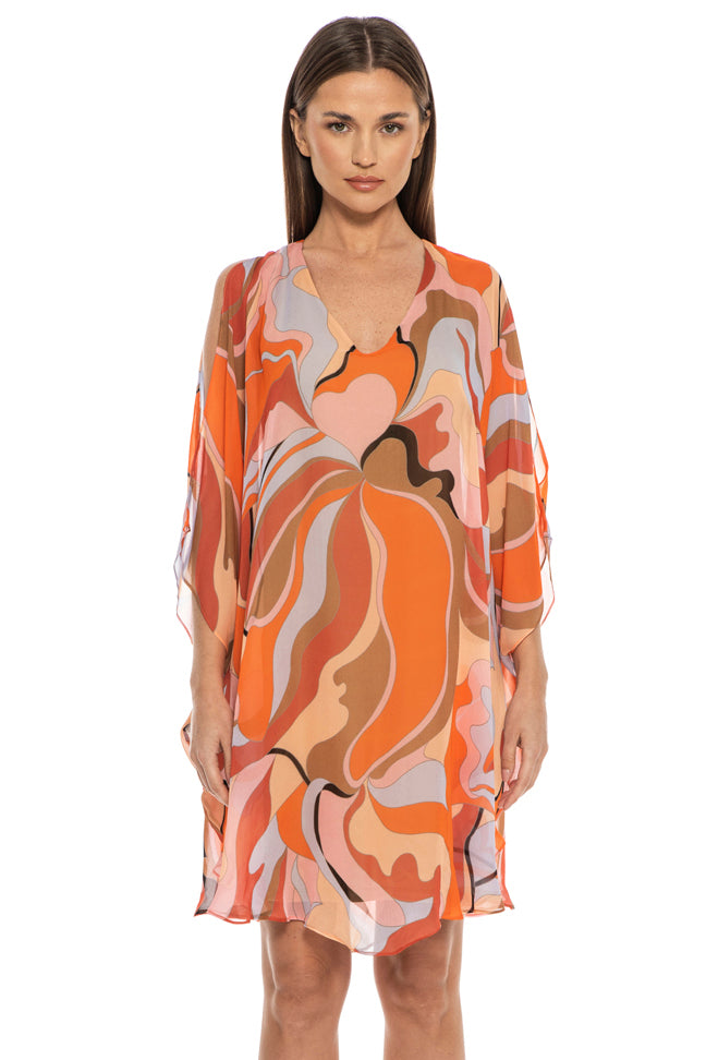 Avatar Draped Chiffon Print Mini Dress