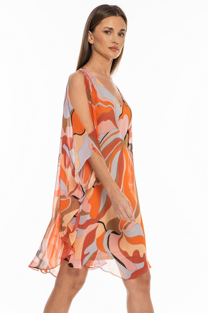 Avatar Draped Chiffon Print Mini Dress