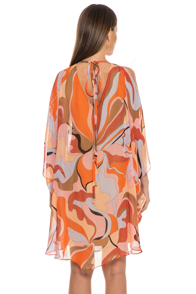 Avatar Draped Chiffon Print Mini Dress