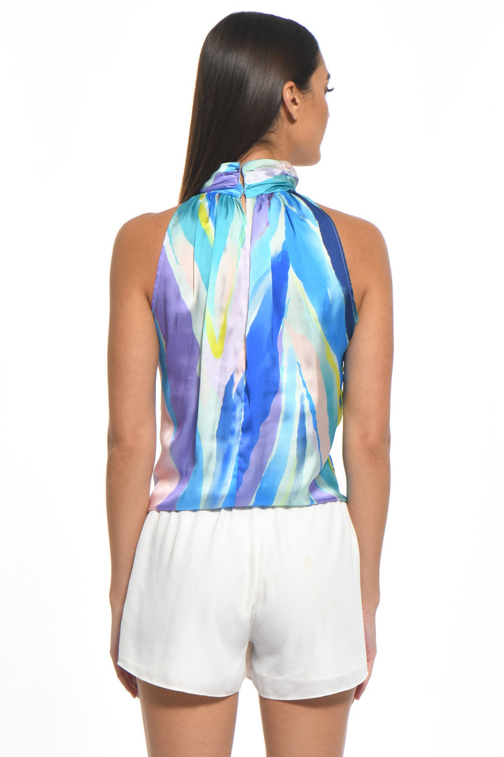 Helena High-Neck Tie Halter Top