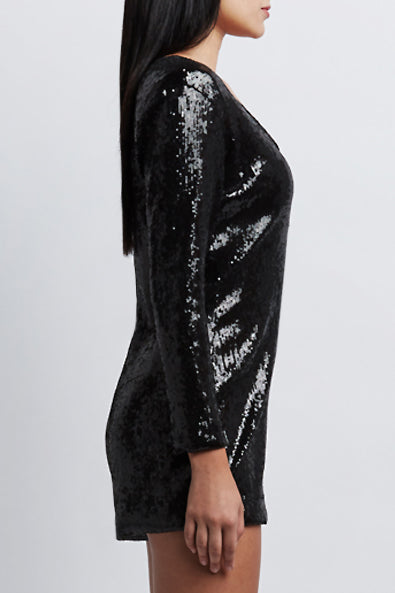 Eres Long-Sleeve V Neck Sequin Romper