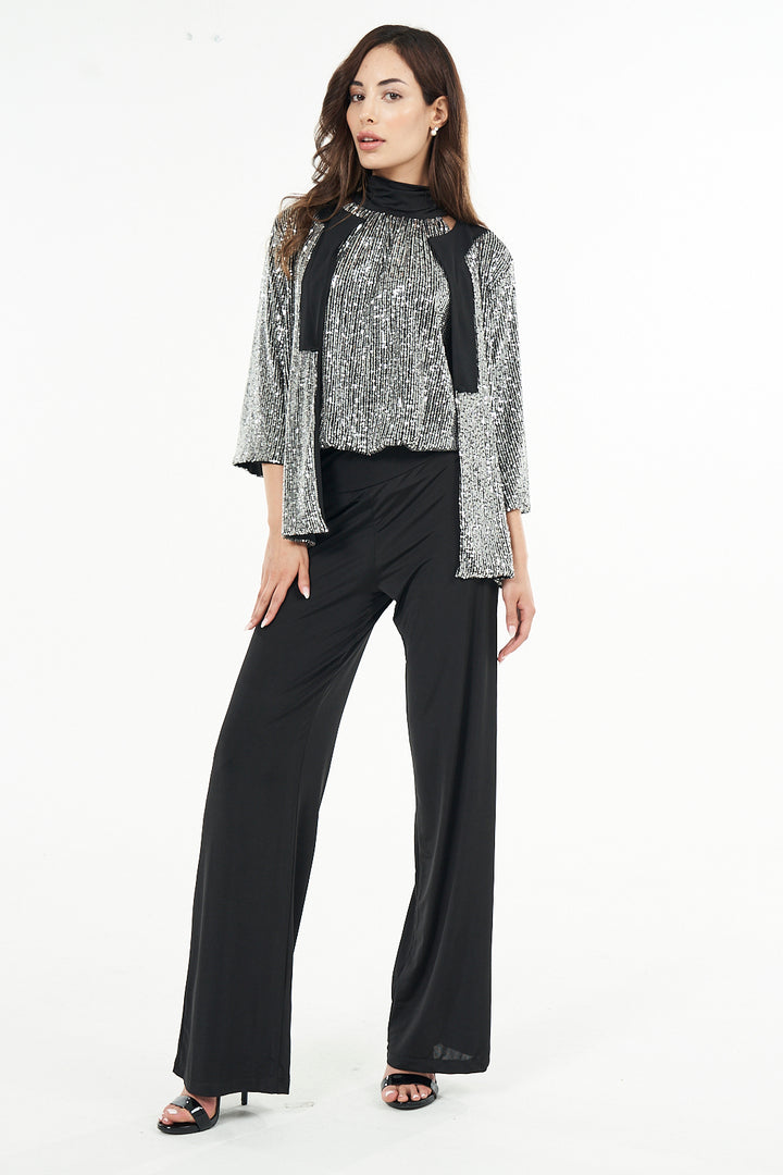Kiss Sequin Halter Wide-Leg Jumpsuit