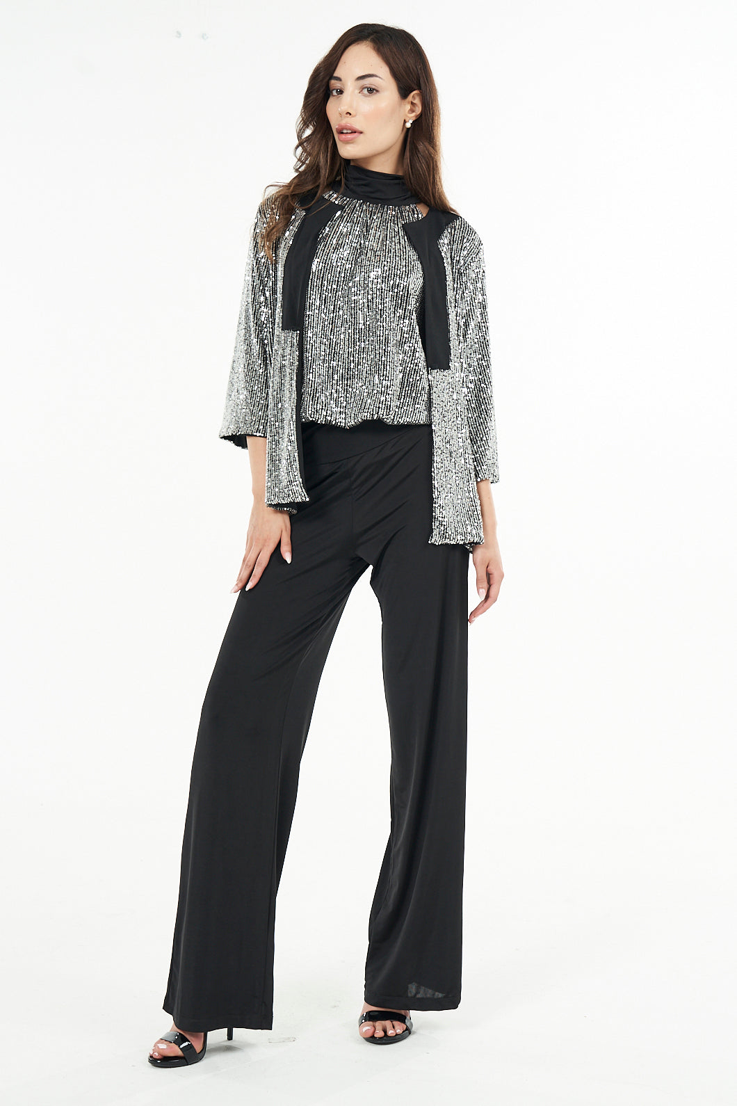 Kiss Sequin Halter Wide Leg Jumpsuit