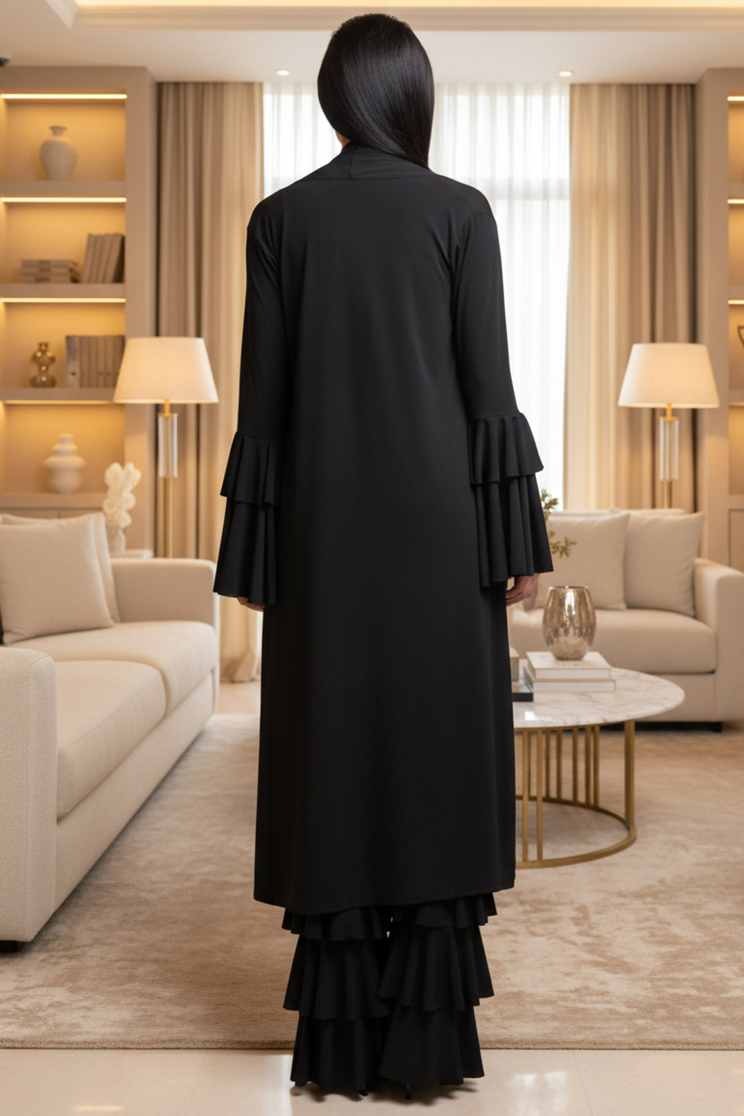 Tulla Luxury Ruffled Midi Duster