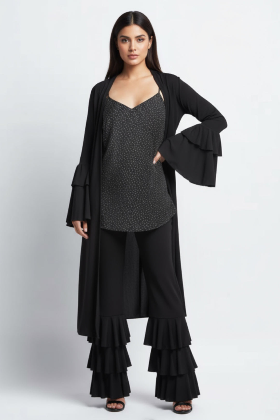 Tulla Luxury Ruffled Midi Duster