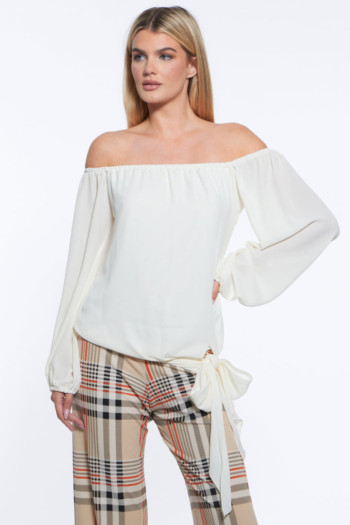 Luna Off the Shoulder Tie Hem Top