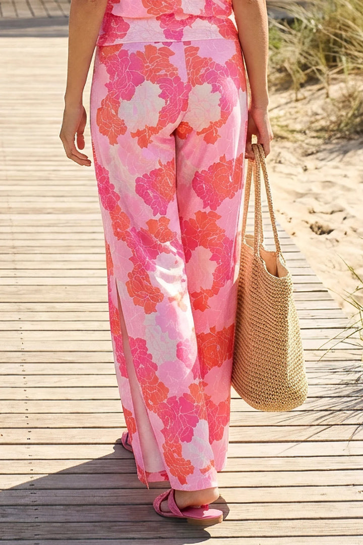 Back profile of Industry Positano Pants highlighting side slit.