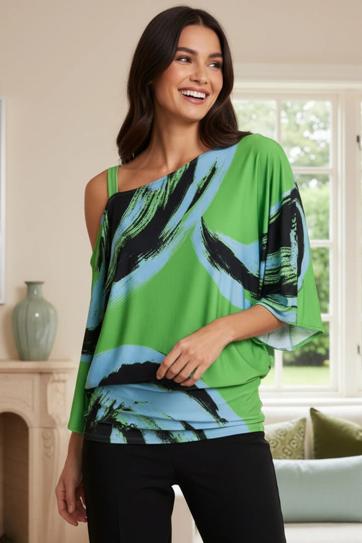 Carmin One Shoulder Abstract Luxe Top