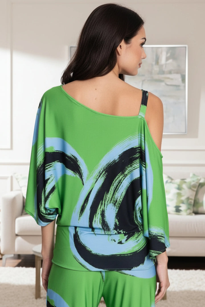 Carmin One Shoulder Abstract Luxe Top