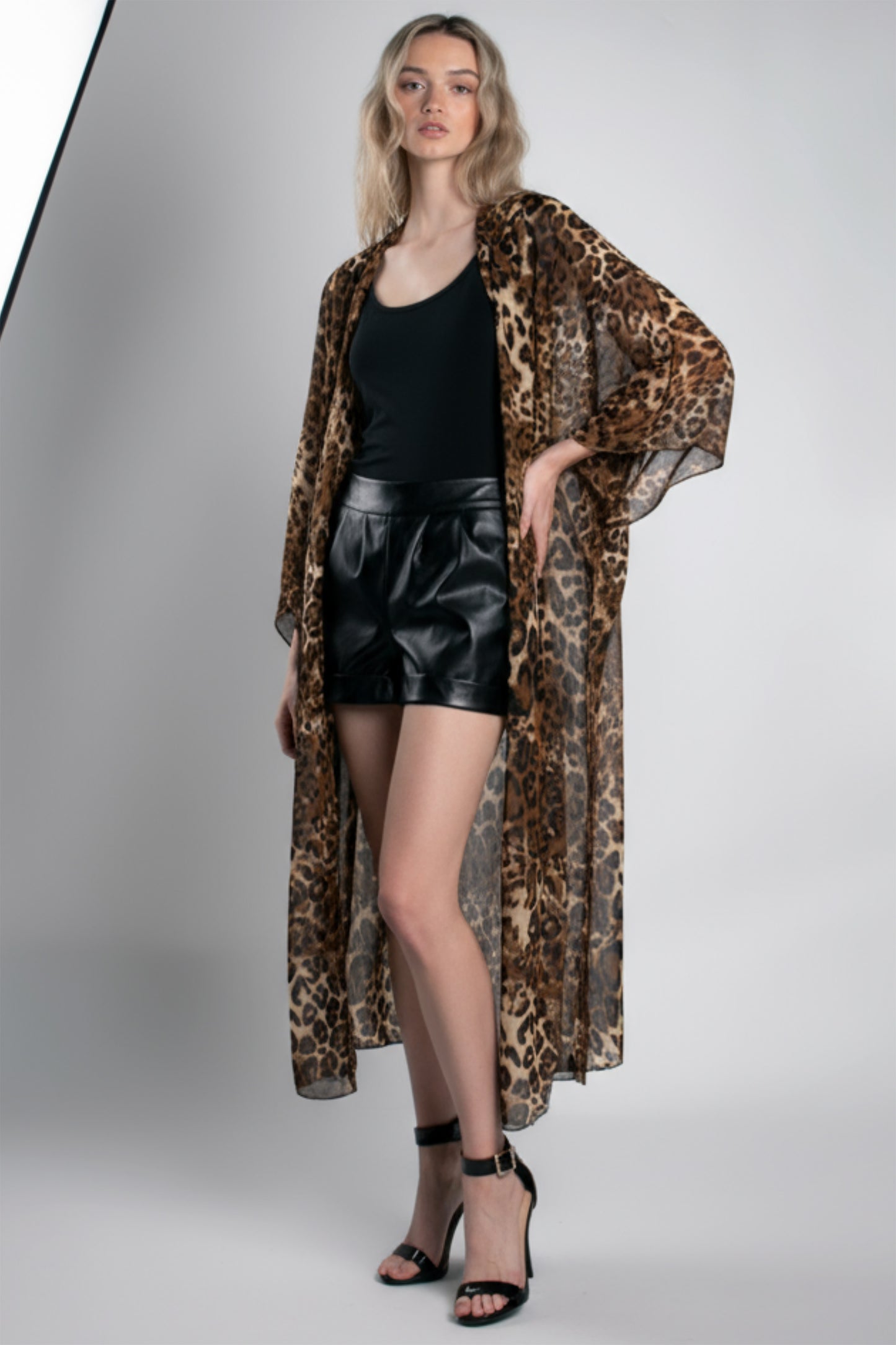 Nena Animal Print Sheer Midi Duster