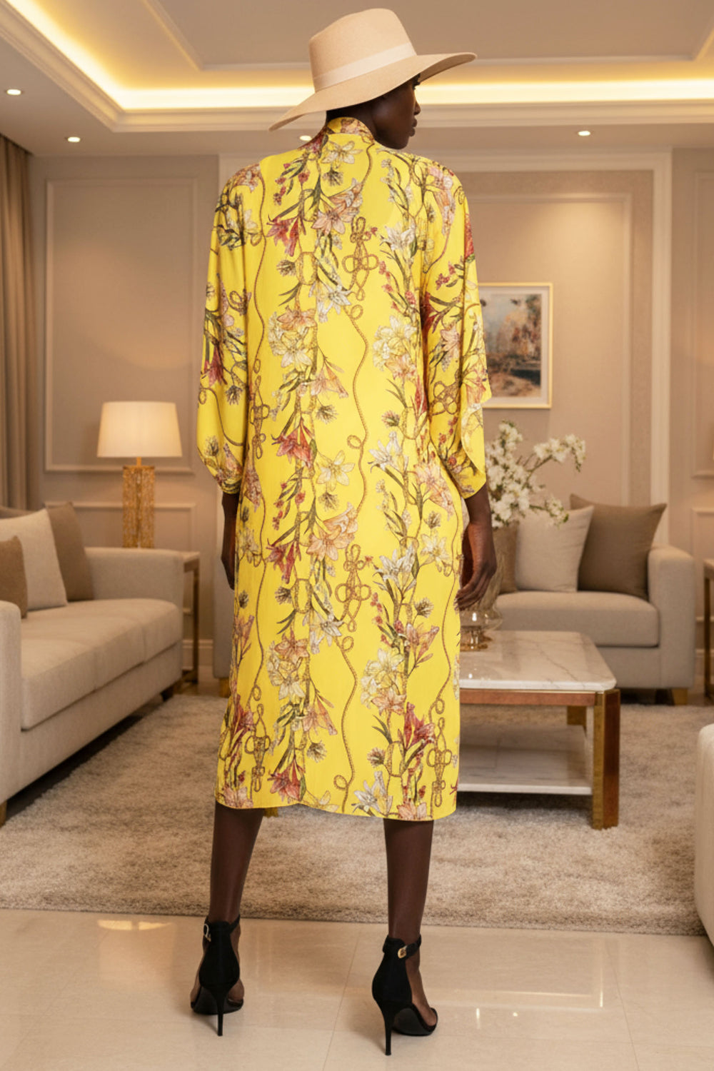 Nena Golden Lily Sheer Midi Duster | Julian Chang