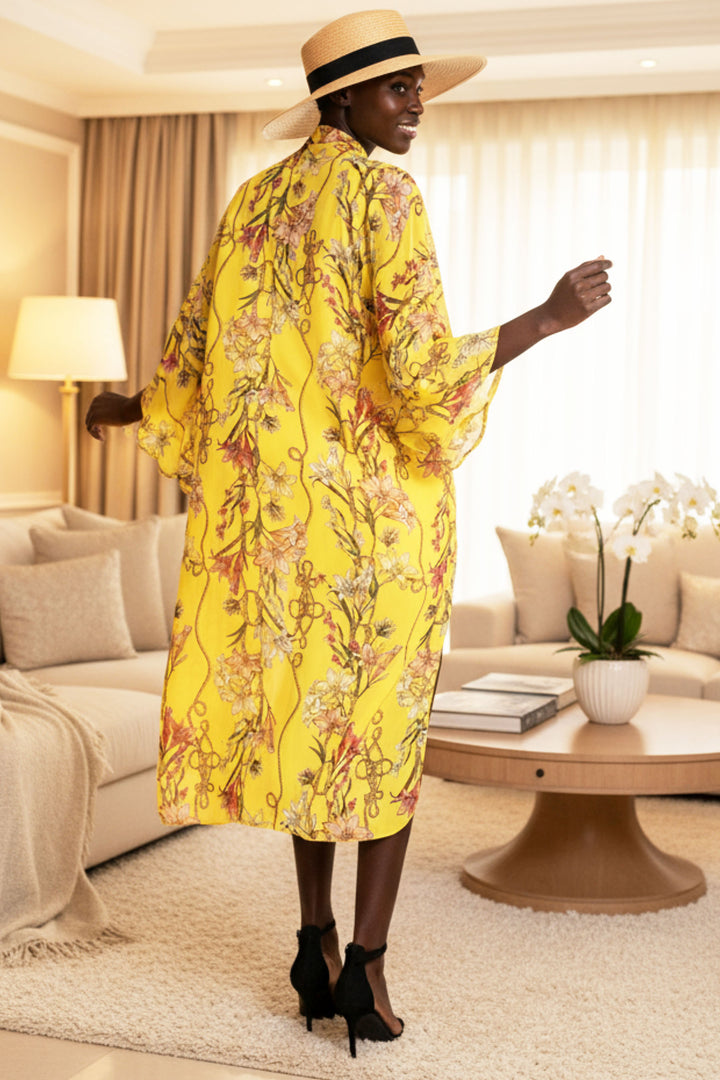 Nena Golden Lily Sheer Midi Duster | Julian Chang